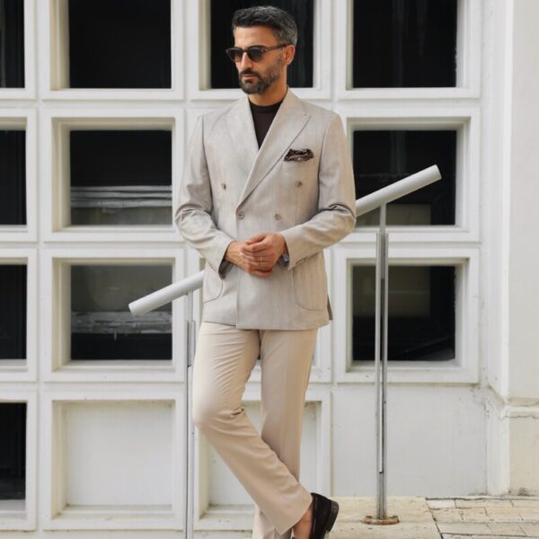 Bej Kruvaze Ceket - 50