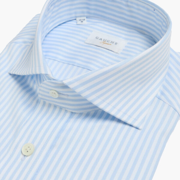 Açık Mavi Çizgili İtalyan Yaka Gauche Gömlek