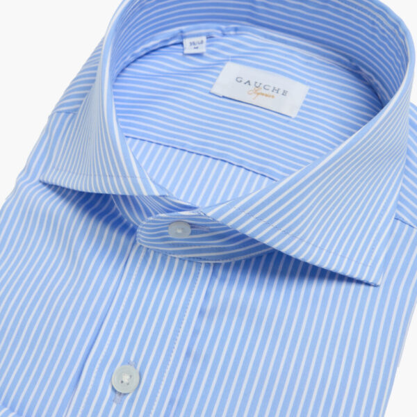Mavi Çizgili İtalyan Yaka Gauche Gömlek