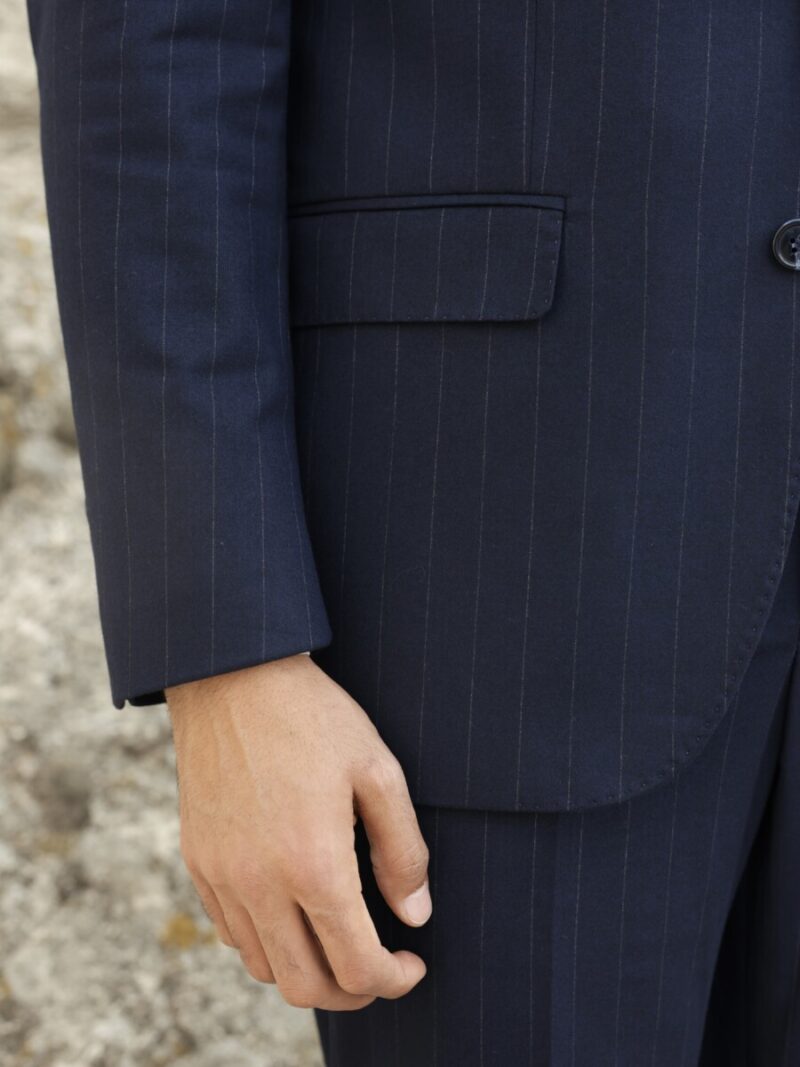 Açık Lacivert Çizgili Blazer Takım Elbise (4) - 3