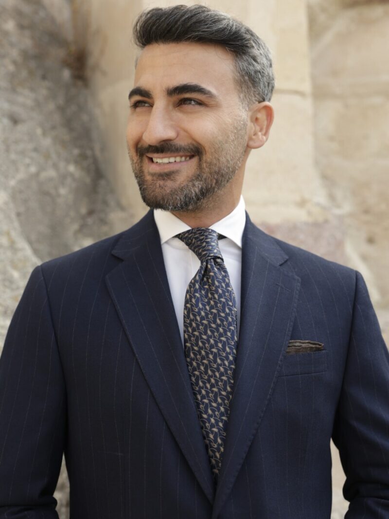 Açık Lacivert Çizgili Blazer Takım Elbise (6) - 1