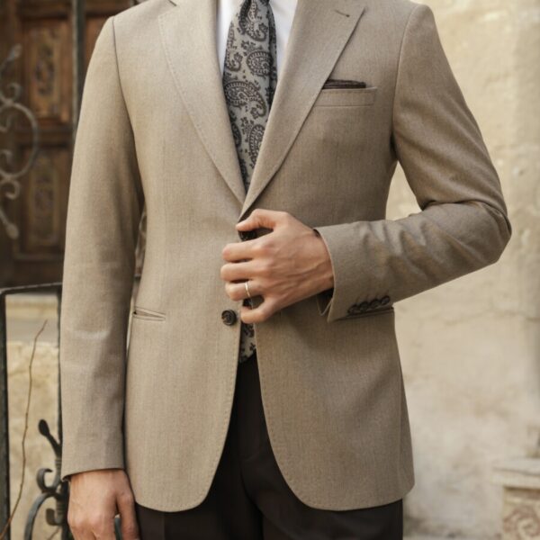 Bej Bari Blazer Ceket