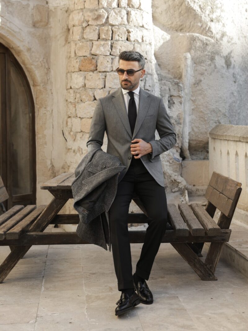 Gri Bari Blazer Ceket