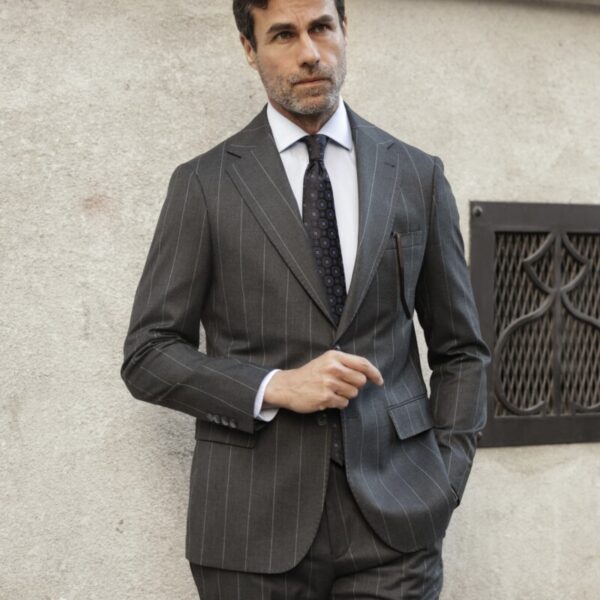 Çizgili Antrasit Gri Bristol Blazer Takım Elbise