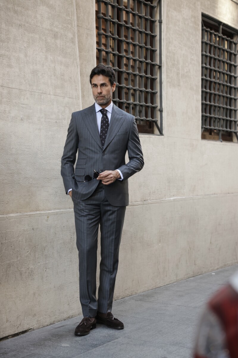 Çizgili Gri Salford Takım Elbise