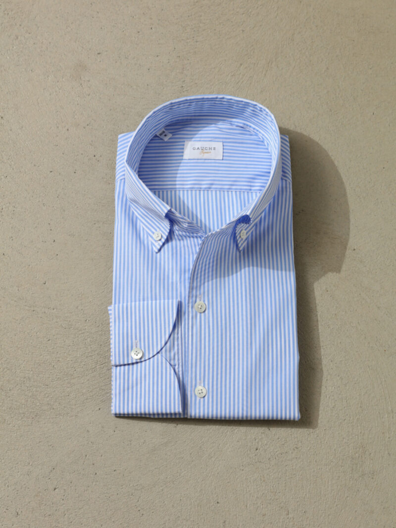 Düğmeli Mavi Çizgili Gauche Gömlek