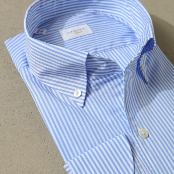 Düğmeli Mavi Çizgili Gauche Gömlek