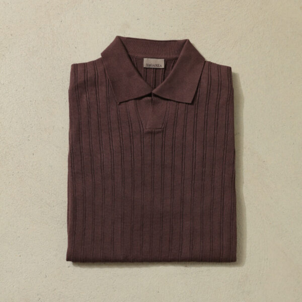 Acıkahverengi Polo Yaka Triko T-Shirt - L