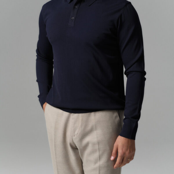 Lacivert Polo Yaka Rayon Triko Tişört
