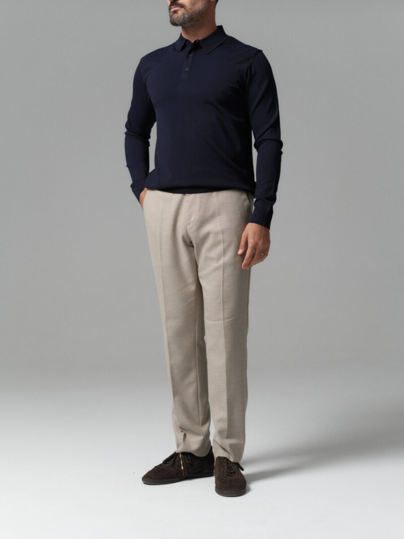 Lacivert Polo Yaka Rayon Triko Tişört