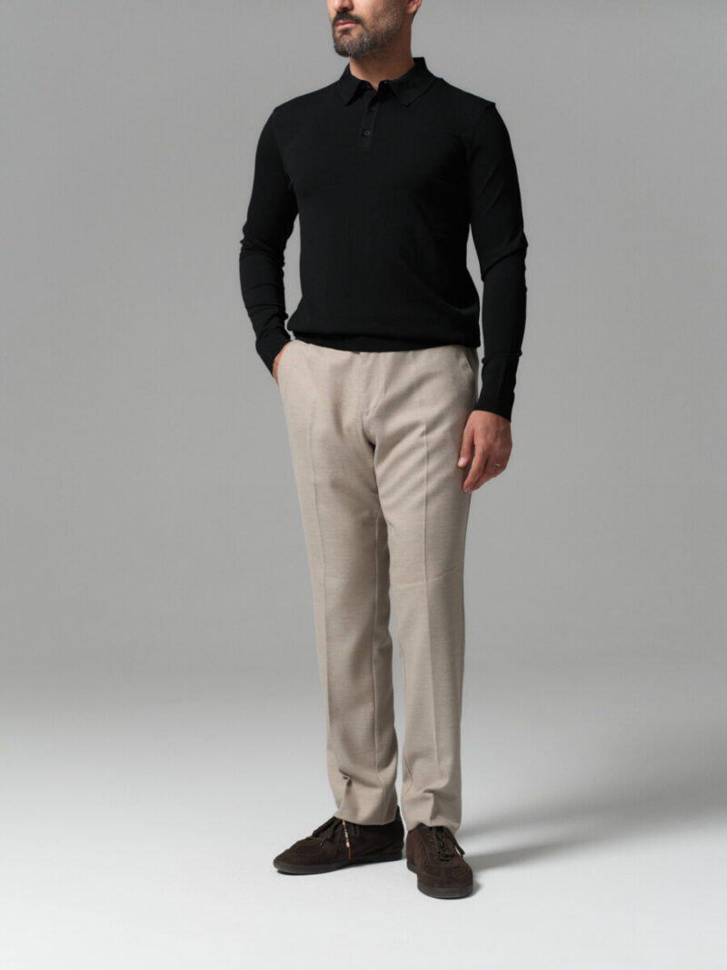 Siyah Polo Yaka Rayon Triko Tişört