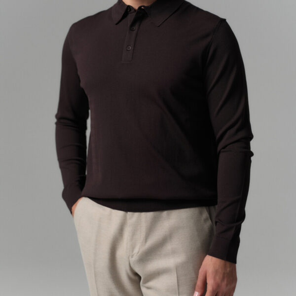 Acıkahverengi Polo Yaka Rayon Triko Tişört